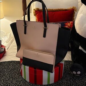 Kate Spade Two-Tone Pink and Black Tote including Wallet.
Sold as set Ty